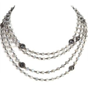 VIRGINS SAINTS & ANGELS - 6mm Lux Labradorite, Magdalena necklace in gunmetal